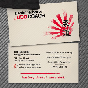Cartão De Visita Instrutor de Judô - Kanji e Judoka 