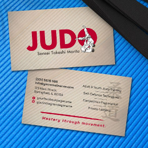 Cartão De Visita Instrutor de Judô - Kanji e Judoka 