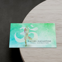 Cartão De Visita Instrutor de Meditação Aquarela Pose de Yoga Sinal