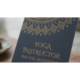 Cartão De Visita Instrutor de Meditação de Yoga Chic Mandala Preto 