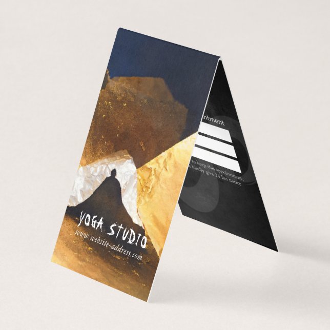 Cartão De Visita Instrutor de Meditação de Yoga Dourada Preta Reiki (Frente)