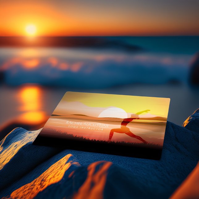 Cartão De Visita Instrutor de Meditação de Yoga Sunset Half Moon Po (Criador carregado)