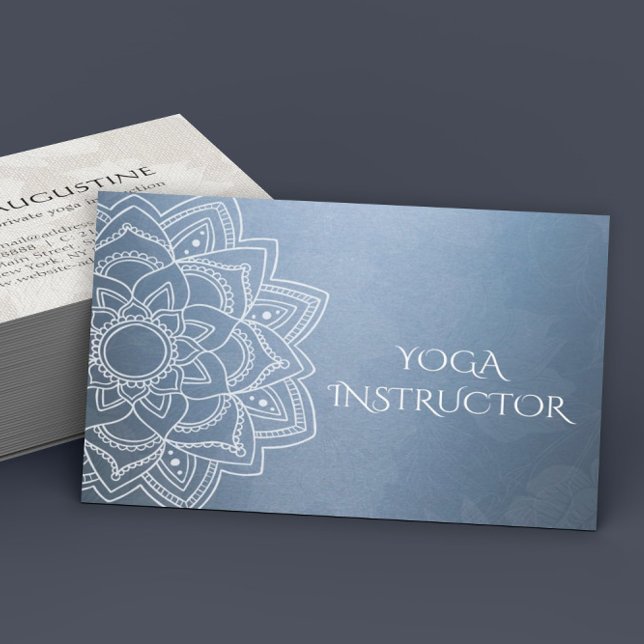 Cartão De Visita Instrutor de Meditação Elegante YOGA Mandala Flora (Criador carregado)