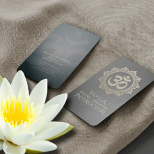 Cartão De Visita Instrutor de Meditação YOGA Black Dourado OM Manda