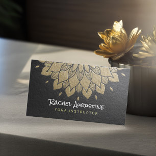 Cartão De Visita Instrutor de Meditação YOGA Chic Black Dourado Man