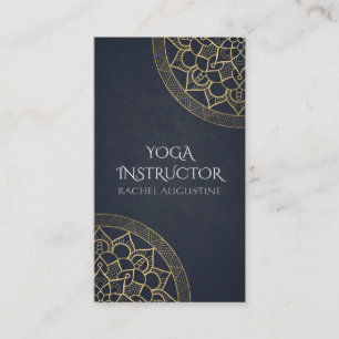 Cartão De Visita Instrutor de Meditação Yoga Chic Black Mandala Dou