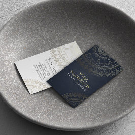 Cartão De Visita Instrutor de Meditação Yoga Chic Black Mandala Dou