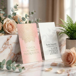 Cartão De Visita Instrutor de Meditação YOGA Chic Rosa Dourado Mand