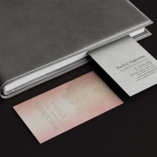 Cartão De Visita Instrutor de Meditação YOGA Chic Rosa Dourado Mand