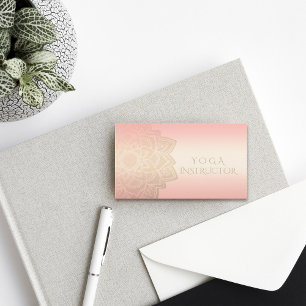 Cartão De Visita Instrutor de Meditação YOGA Chic Rosa Dourado Mand