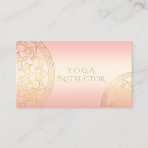 Cartão De Visita Instrutor de Meditação YOGA Chic Rosa Dourado Mand
