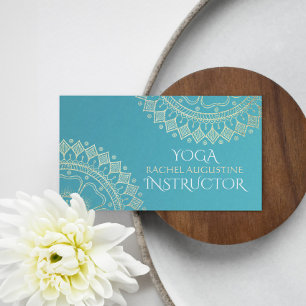 Cartão De Visita Instrutor de Meditação Yoga Green Blue Mandala Dou
