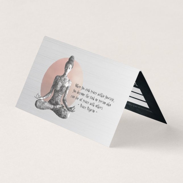 Cartão De Visita Instrutor de Meditação Yoga Reiki Master Lotus Pos (Frente)