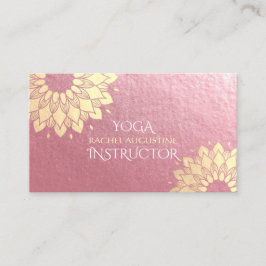 Cartão De Visita Instrutor de Meditação Yoga Rosa Dourado Mandala L
