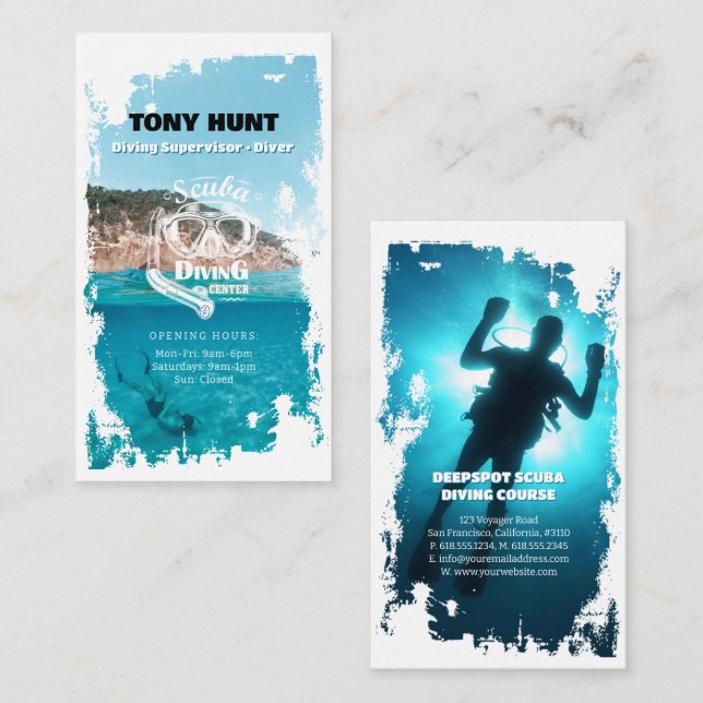 Cartão De Visita Instrutor de mergulho | Frogman | Esportes De Scub (Frente/Verso)