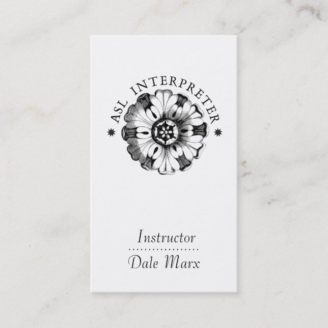 Cartão De Visita Instrutor de Motif de Língua de Sinais Americana (Frente)
