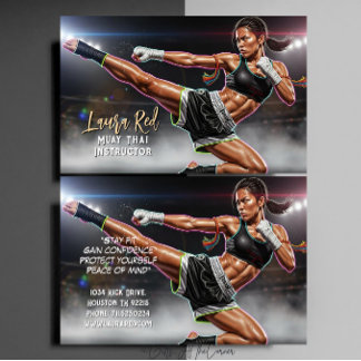 Cartão De Visita Instrutor de Muay Thai Artes Marciais Kickboxing