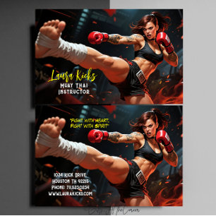 Cartão De Visita Instrutor de Muay Thai Kickboxing Artes Marciais