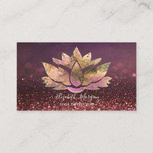 Cartão De Visita Instrutor de Yoga Chic Gold Lotus Bokeh