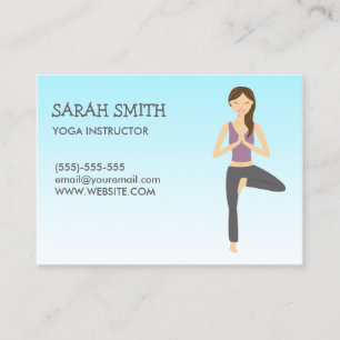 Cartão De Visita Instrutor de Yoga com Mulher de Yoga em Pose de Ár