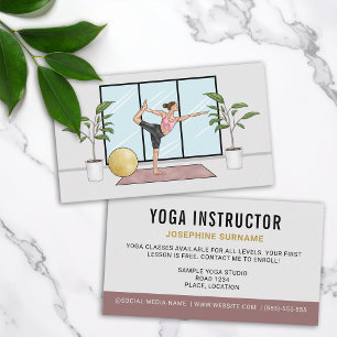 Cartão De Visita Instrutor de Yoga Dançarino Pose Professor de Medi