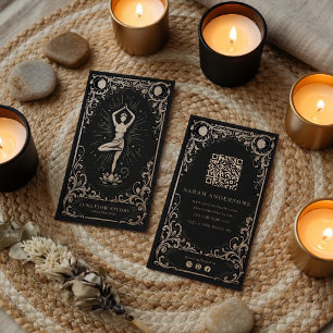 Cartão De Visita Instrutor de Yoga de Luxo   Vintage Celestial