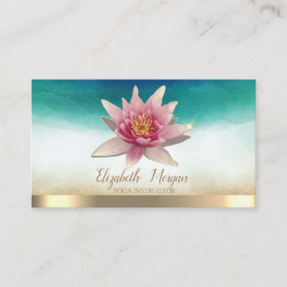 Cartão De Visita Instrutor de Yoga Elegante Aquarela Lótus