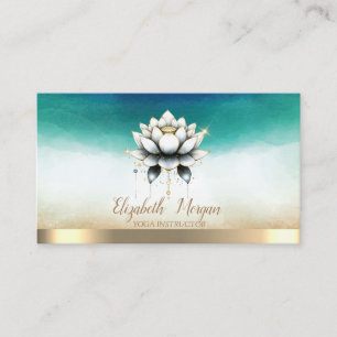 Cartão De Visita Instrutor de Yoga Elegante Flor de Lótus Estilosa