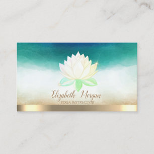 Cartão De Visita Instrutor de Yoga Elegante Lótus Aquarela