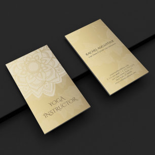 Cartão De Visita Instrutor de YOGA Elegante Mandala Floral Dourado 