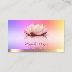 Cartão De Visita Instrutor de Yoga Flor de Lótus com Faixa Dourada