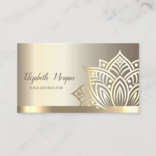 Cartão De Visita Instrutor de Yoga Flor de Lótus Dourado Chic