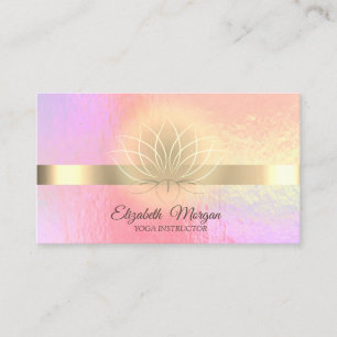 Cartão De Visita Instrutor de Yoga Lotus Dourado Holográfico Modern