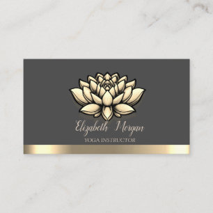 Cartão De Visita Instrutor de Yoga Lotus Gold Stripe