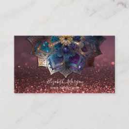 Cartão De Visita Instrutor de Yoga Mandala Chic Gold Bokeh