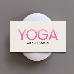 Cartão De Visita Instrutor de Yoga Minimalista Rosa Branco Antigo N