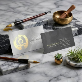 Cartão De Visita Instrutor de Yoga Prata Dourado Meditação Pose ZEN