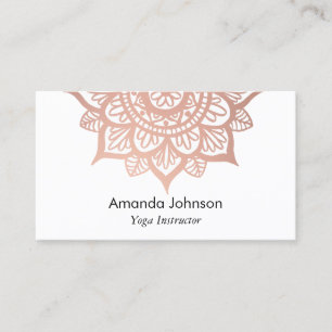 Cartão De Visita Instrutor do Modern Rosa Dourado Mandala Yoga