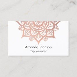 Cartão De Visita Instrutor do Modern Rosa Dourado Mandala Yoga