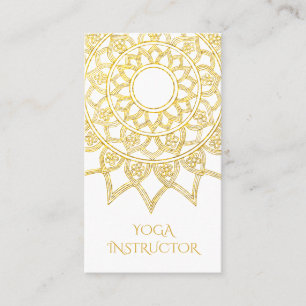 Cartão De Visita Instrutor Dourado Elegante Mandala Yoga