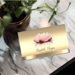 Cartão De Visita Instrutor Dourado Lotus Flower Yoga