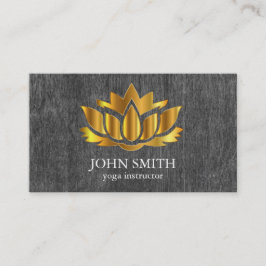 Cartão De Visita Instrutor Dourado Lotus Yoga minimalista moderno