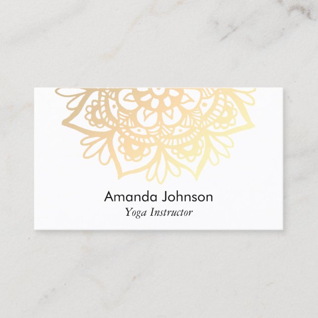 Cartão De Visita Instrutor Dourado Mandala Yoga (Frente)