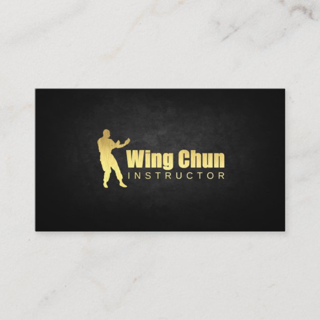Cartão De Visita Instrutor Dourado Plated Wing Chun (Frente)