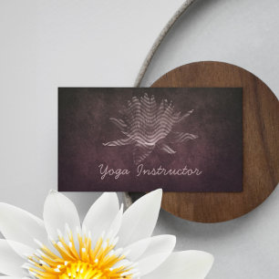 Cartão De Visita Instrutor Elegante Black & White YOGA Floral Lotus