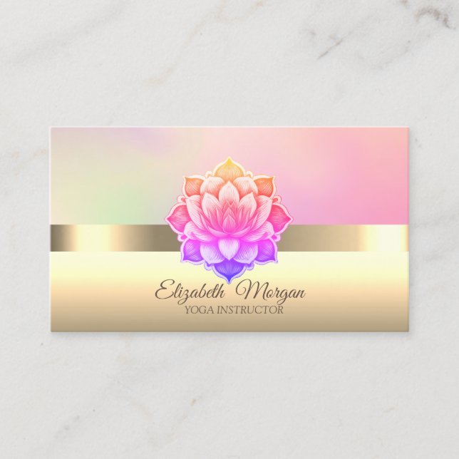 Cartão De Visita Instrutor Elegante Professional Lotus Flower Yoga (Frente)