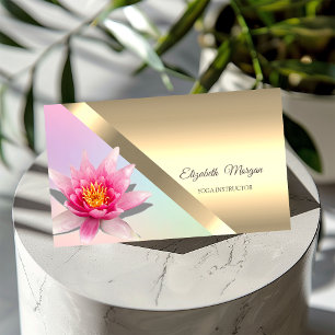 Cartão De Visita Instrutor Elegante Watercolor Lotus Flower Yoga