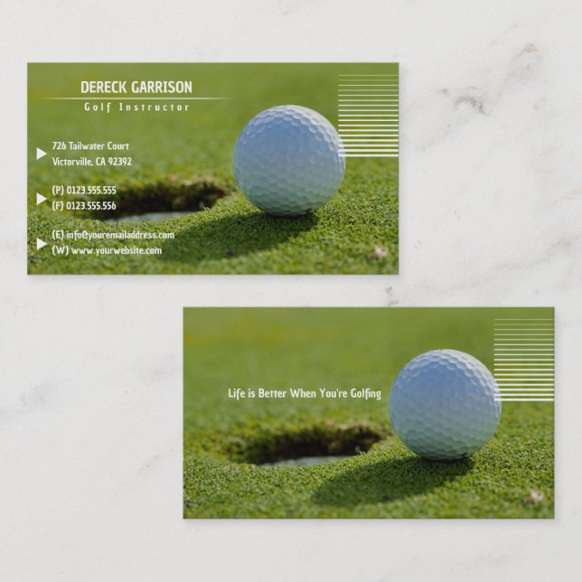 Cartão De Visita Instrutor Golf | Esporte perfeito (Frente/Verso)