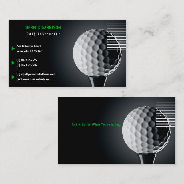 Cartão De Visita Instrutor Golf | Esporte perfeito (Frente/Verso)