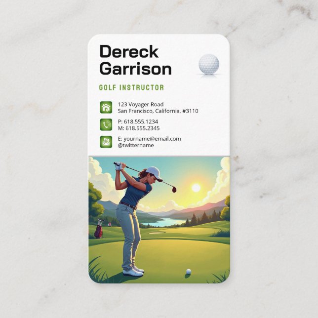 Cartão De Visita Instrutor Golf | Melhores esportes (Frente)